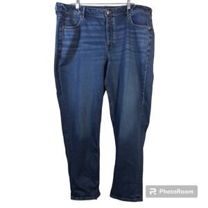 American Eagle Blue Stretch Tomgirl Button Fly Jeans Long Size 20 L